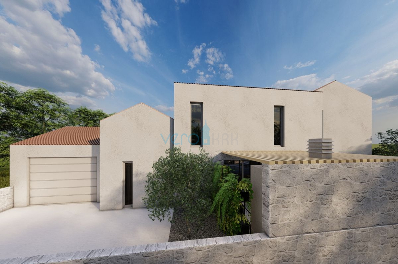 Vrbnik, surroundings, Building land 794 m2 with submitted documentation for a building permit, for sale